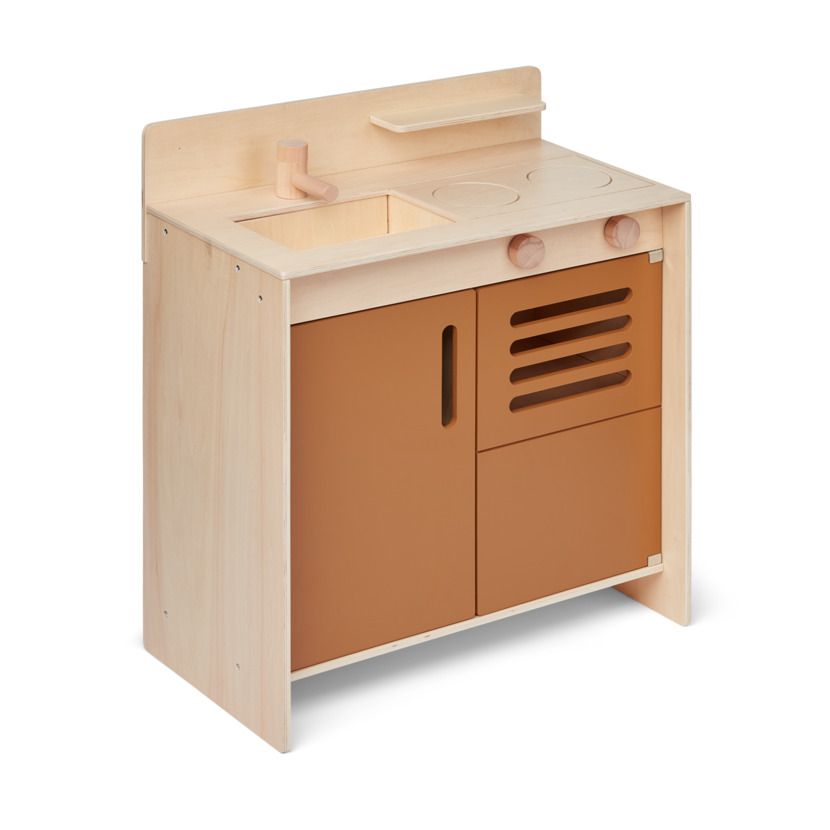 Liewood Mario Play Kitchen made of wood - Pump container, 'baking tray', 'oven' and storage space - Golden Caramel