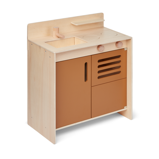 Liewood Mario Play Kitchen made of wood - Pump container, 'baking tray', 'oven' and storage space - Golden Caramel