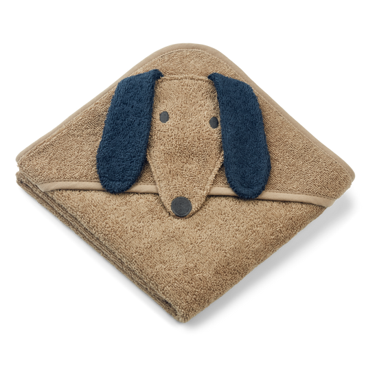 Liewood Albert baby towel with hood - Dog/Oat Mix