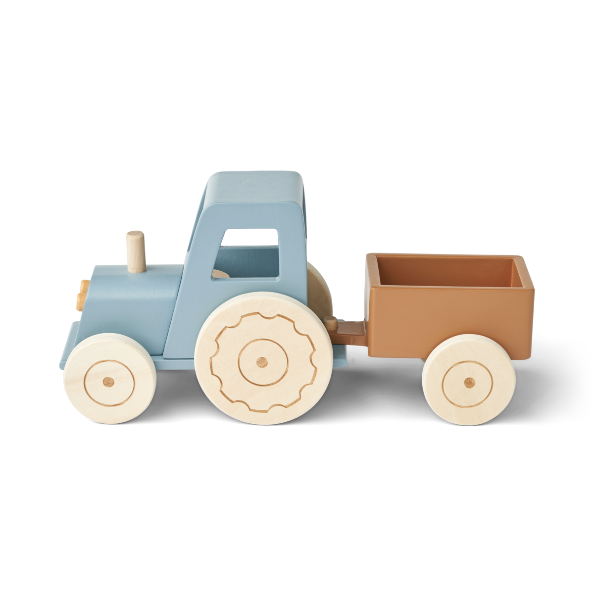 Liewood Clement Tractor met aanhangwagen houten speelgoed - Blue Fog