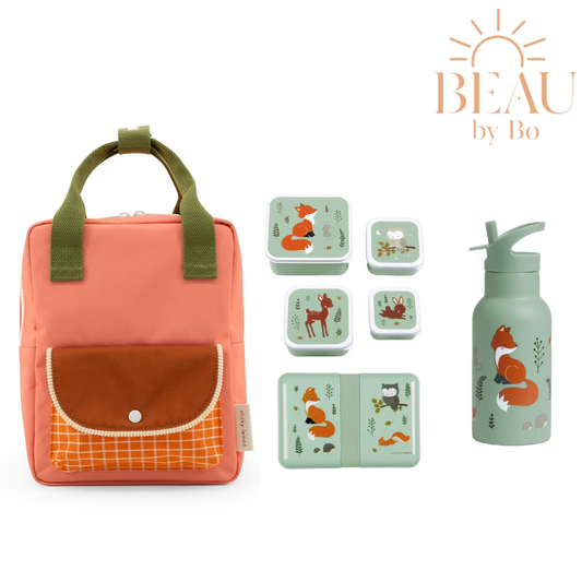 BEAU by Bo Sticky Lemon rugzak small + A Little Lovely Company back to school set Bosvriendjes