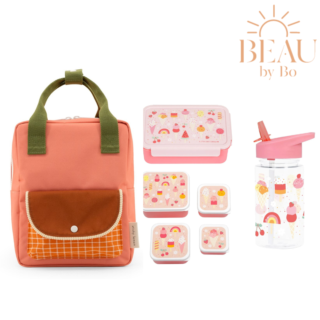 BEAU by Bo Sticky Lemon rugzak small + A Little Lovely Company back to school set IJsjes