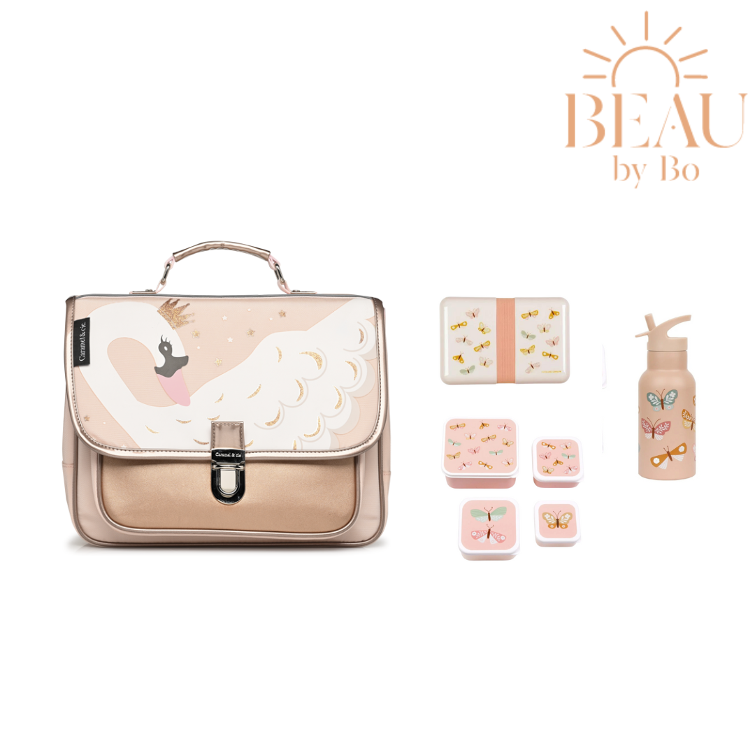 BEAU by Bo Caramel & Cie Swan + A Little Lovely Company Back to school set Vlinders RVS