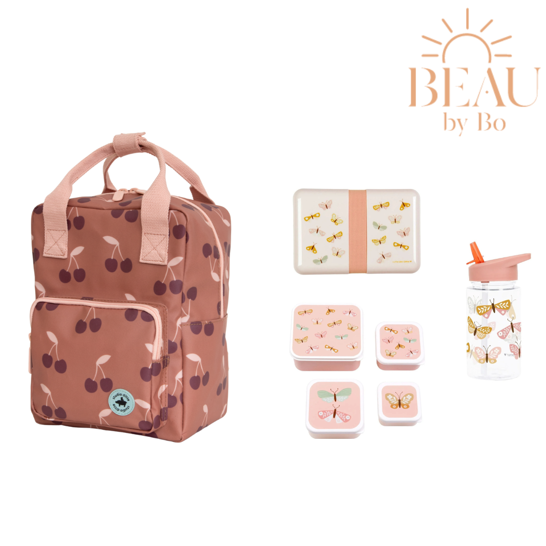 BEAU by Bo Studio Ditte rugzak small + A Little Lovely Company back to school set Vlinders