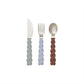 OYOY Mellow Cutlery Set - Set of 3 - Pale Mint/Choko/Ice Blue