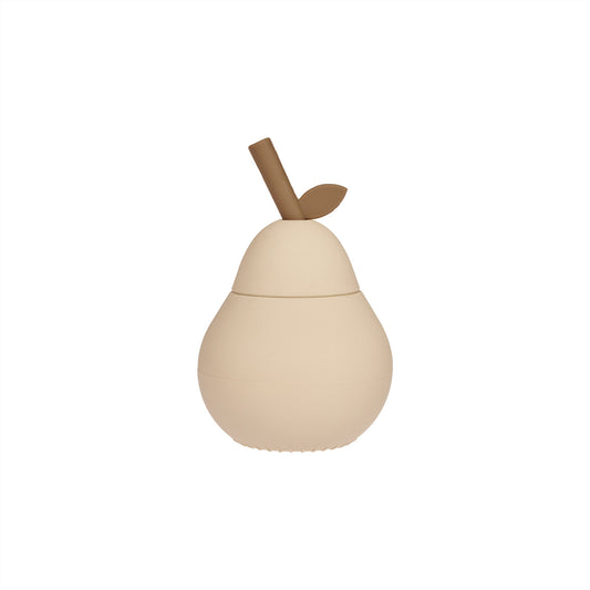 OYOY Pear Drinking bottle/cup with straw - Vanilla