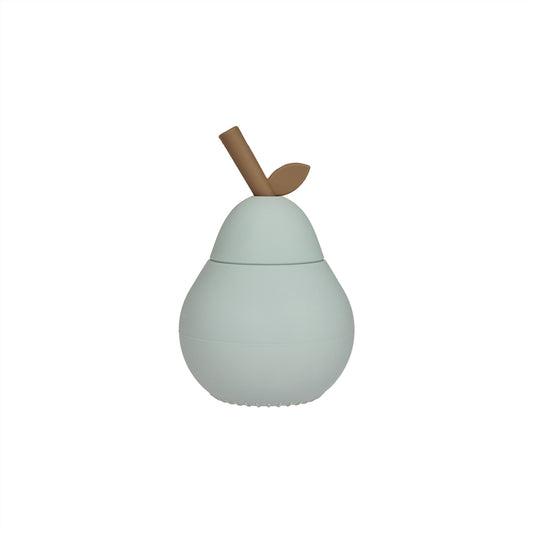 OYOY Pear Drinking bottle/cup with straw - Pale Mint