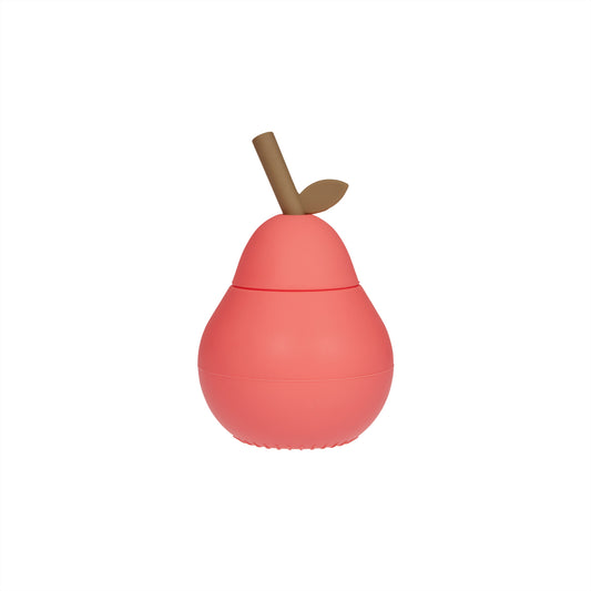 OYOY Pear Drinking bottle/cup with straw - Cherry Red