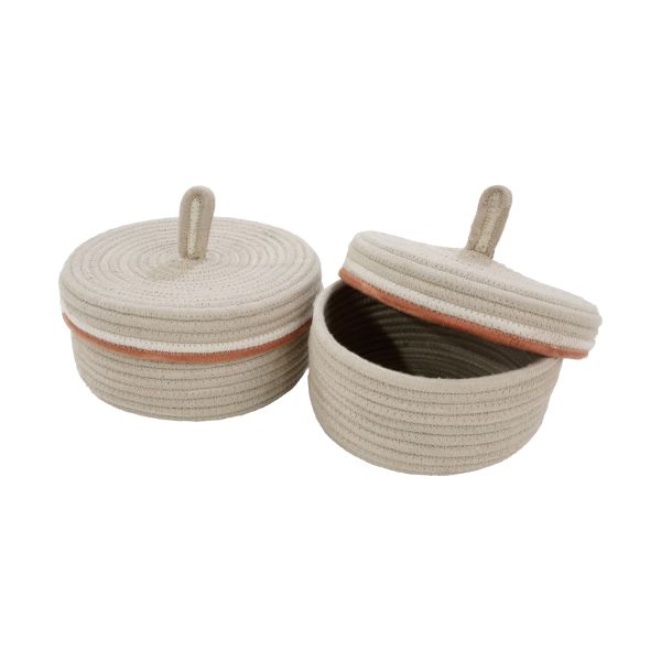 Tapis Petit Opbergmanden Novi - Set van 2 stuks - Ø22/25x10/12cm - Grijs