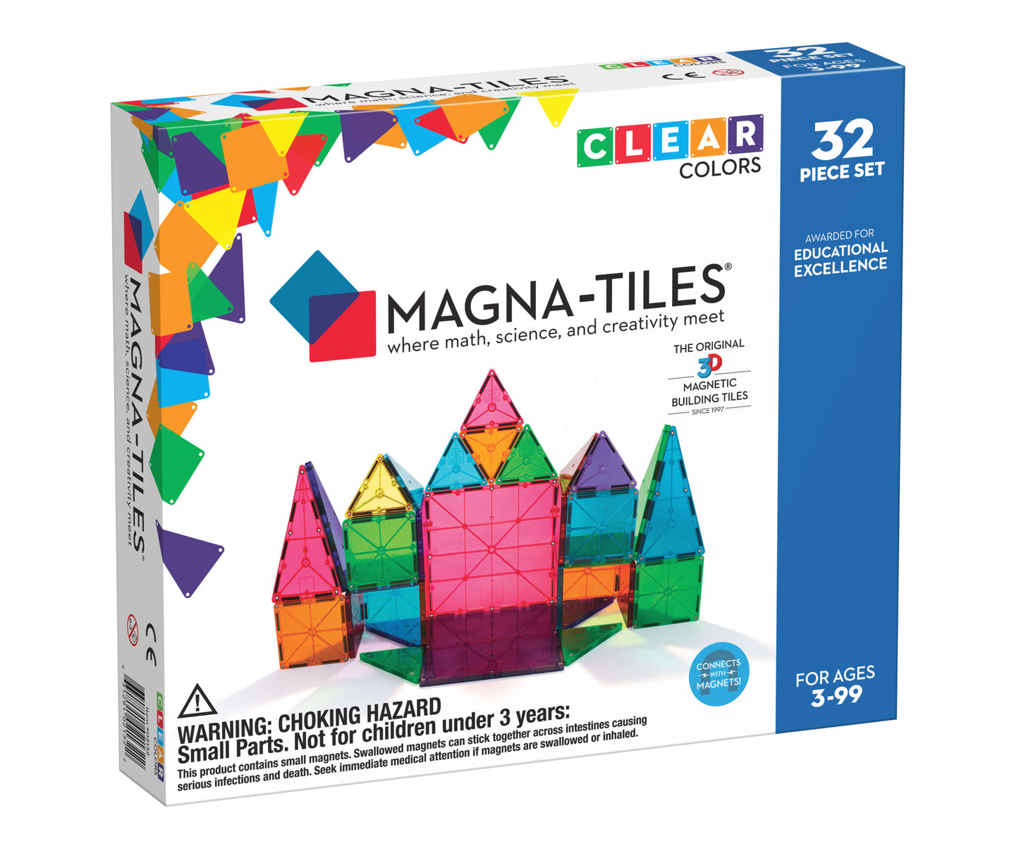 Magna-Tiles Clear Colors 32 pièces - Convient à partir de 3 ans - Multi