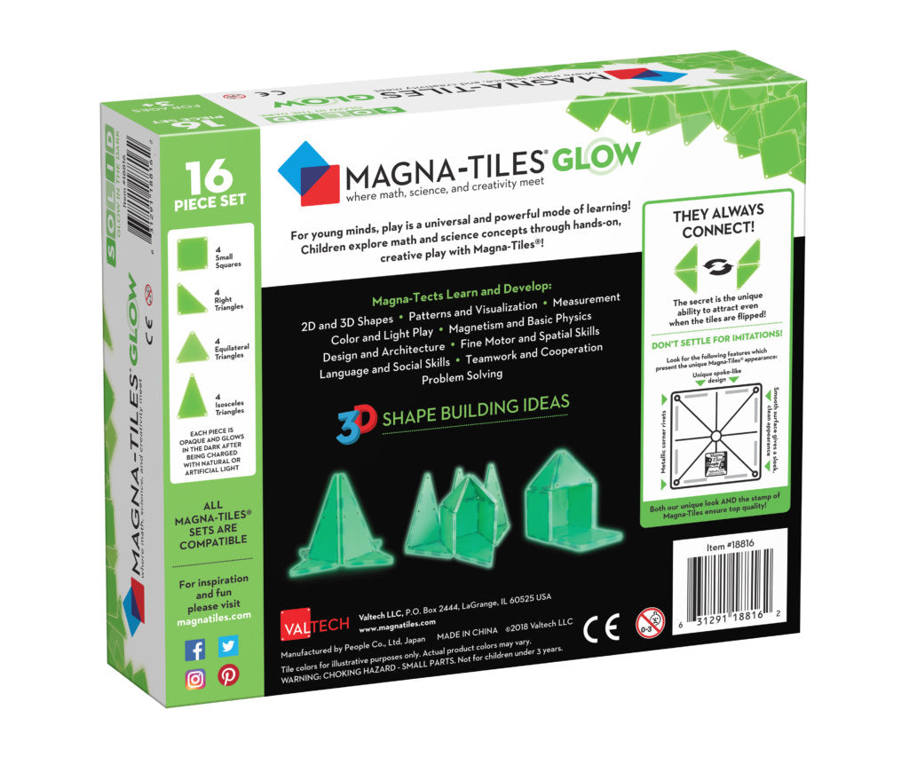 Magna-Tiles Glow in the Dark 16 pieces - Suitable from 3 years - Multi