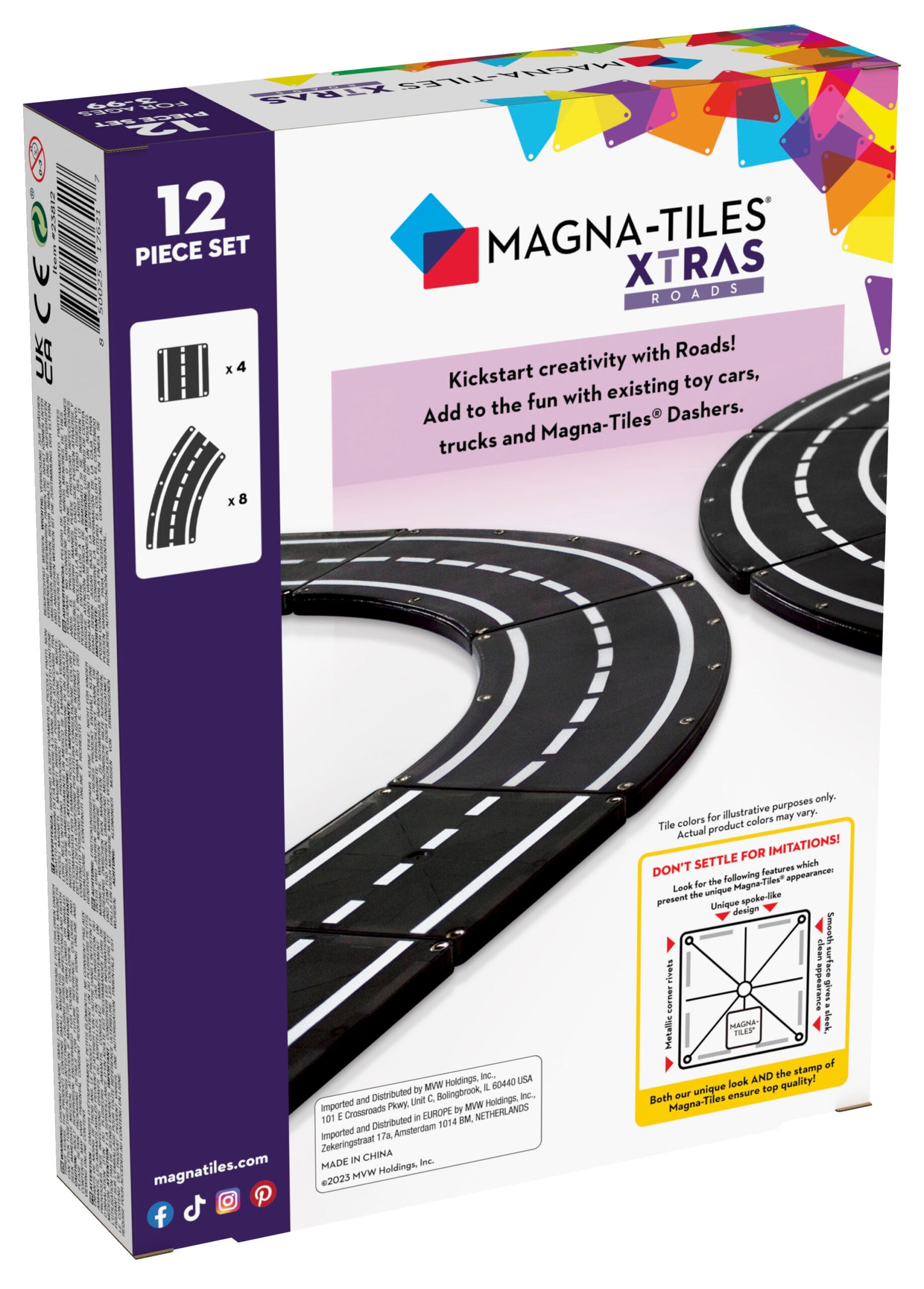 Magna-Tiles XTRAS Roads 12 stuks - Geschikt vanaf 3 jaar - Multi