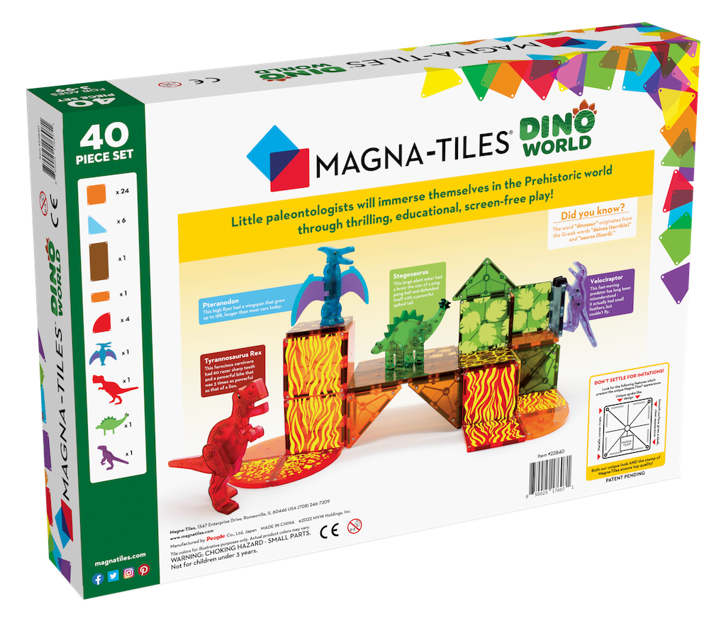 Magna-Tiles Dino World 40 pièces - Convient à partir de 3 ans - Multi