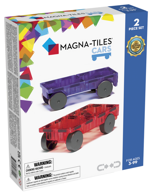 Magna-Tiles Cars 2 stuks - Uitbreidingsset - Geschikt vanaf 3 jaar - Rood/Paars