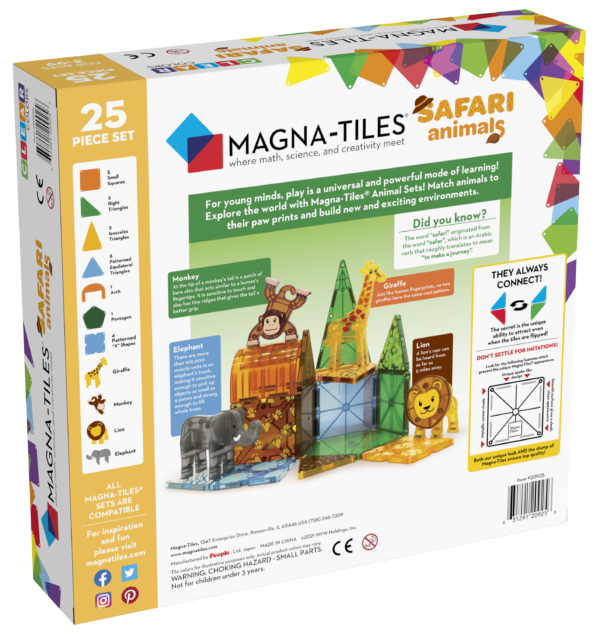 Magna-Tiles Safari Animaux 25 pièces - Convient à partir de 3 ans - Multi 