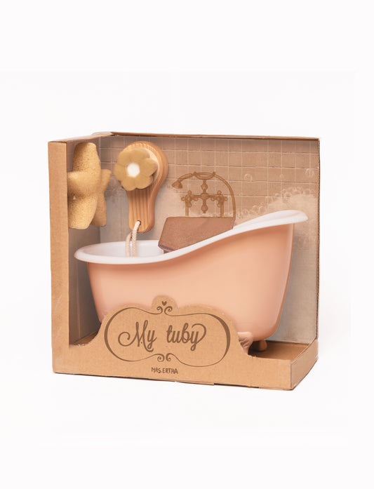 Mrs Ertha My Tubby Poppenbadje met accessoire set - Coral (geschikt voor pop van 21cm)