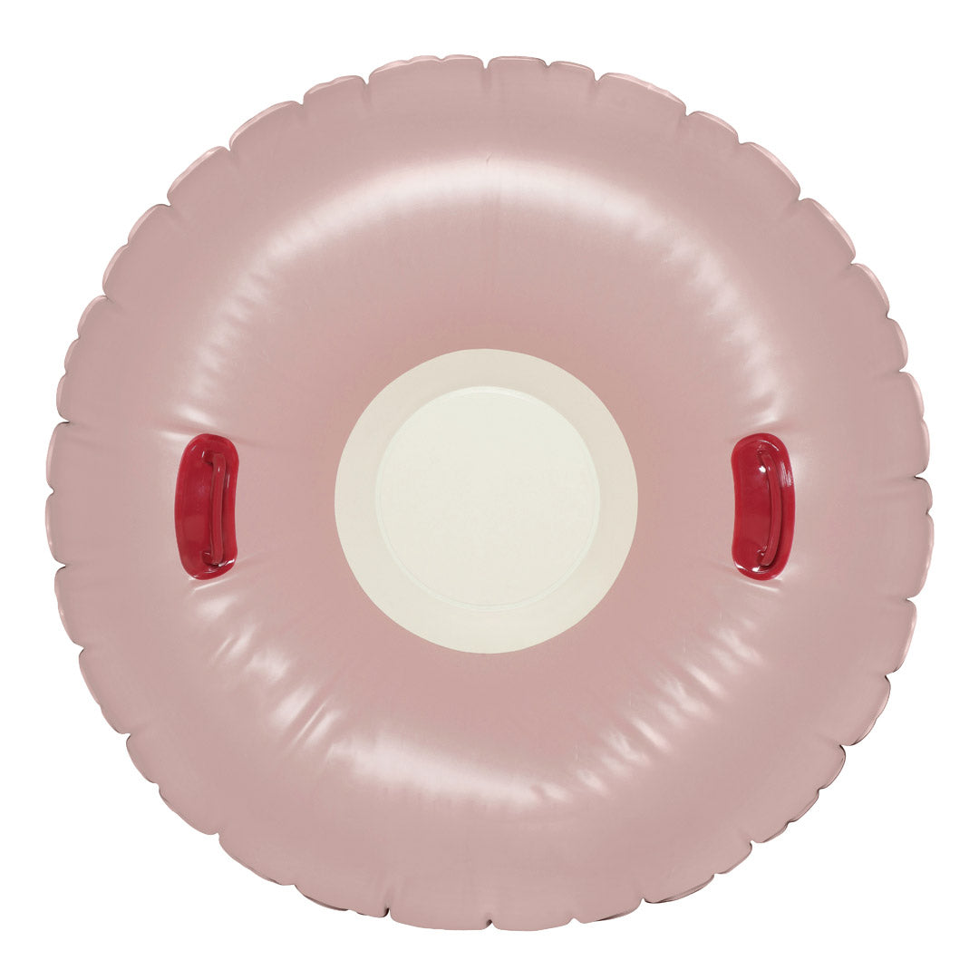 Flotteur d'hiver alpin Petites Pommes Ø120cm - Luge ronde gonflable - Dès 8 ans - Rose française/Charleston/Crème