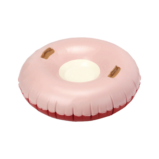 Petites Pommes Alpine Winter Float Ø120cm - Inflatable round sled - Suitable from 8 years - French Rose/Ruby Red/Creme