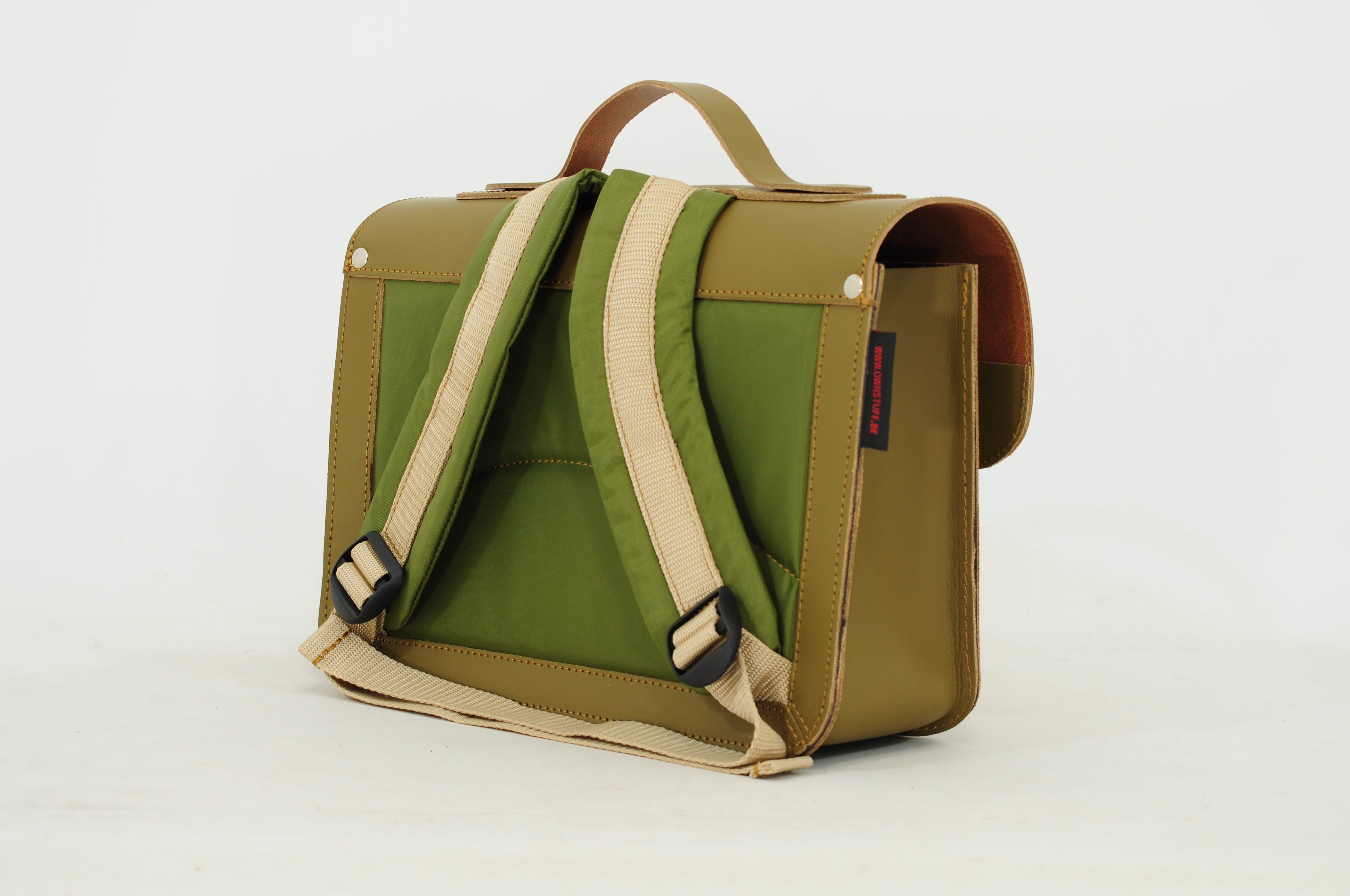 Own Stuff Lederen Boekentas Kleuterschool - 32x23x13cm - Moss