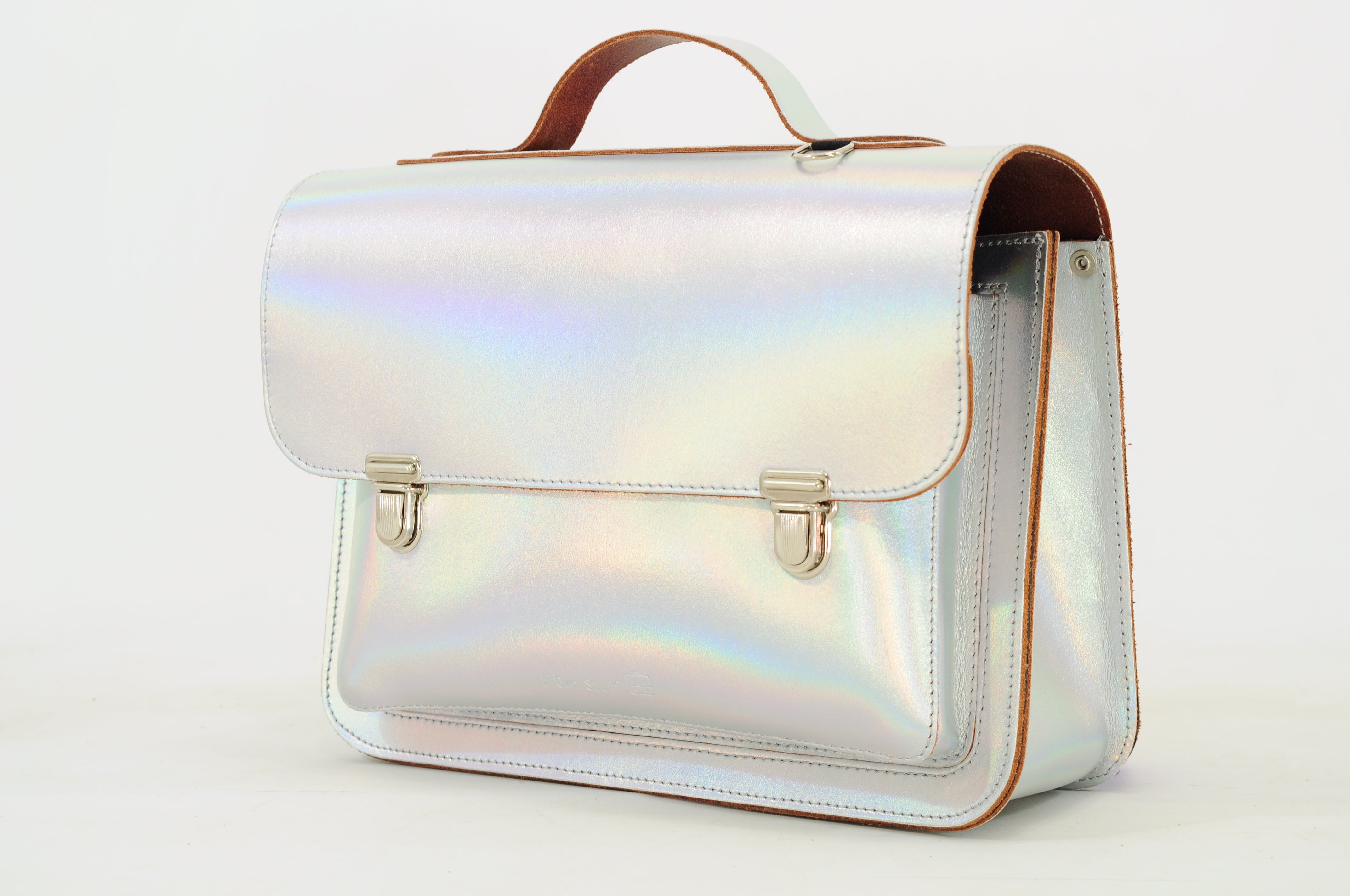 Own Stuff Lederen Boekentas Kleuterschool - 32x23x13cm - Silver