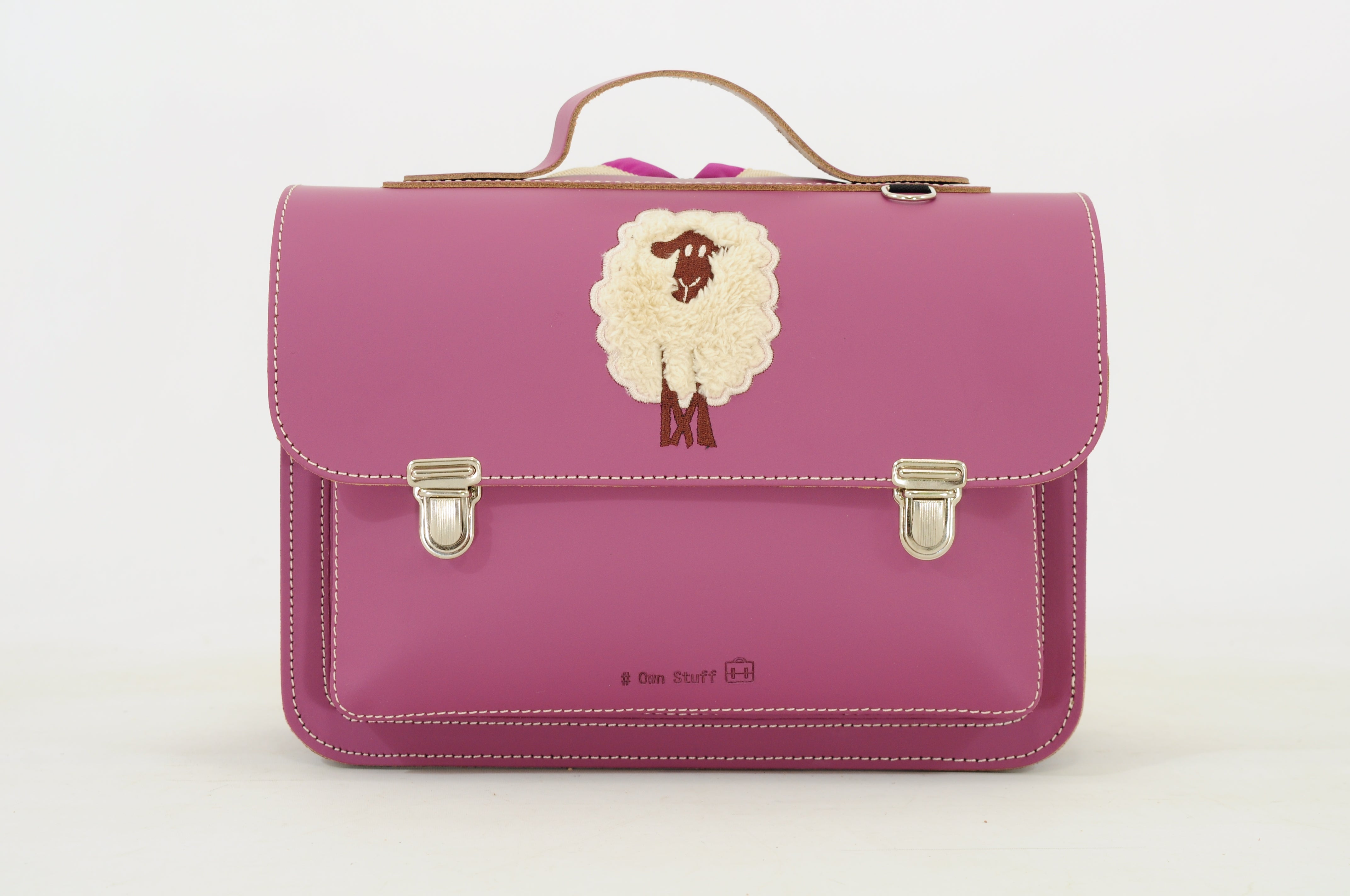 Own Stuff Lederen Boekentas Kleuterschool - 32x23x13cm - Sheep Plum