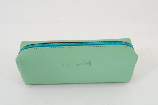 Own stuff Leather pencil case / pencil case - Pastel green