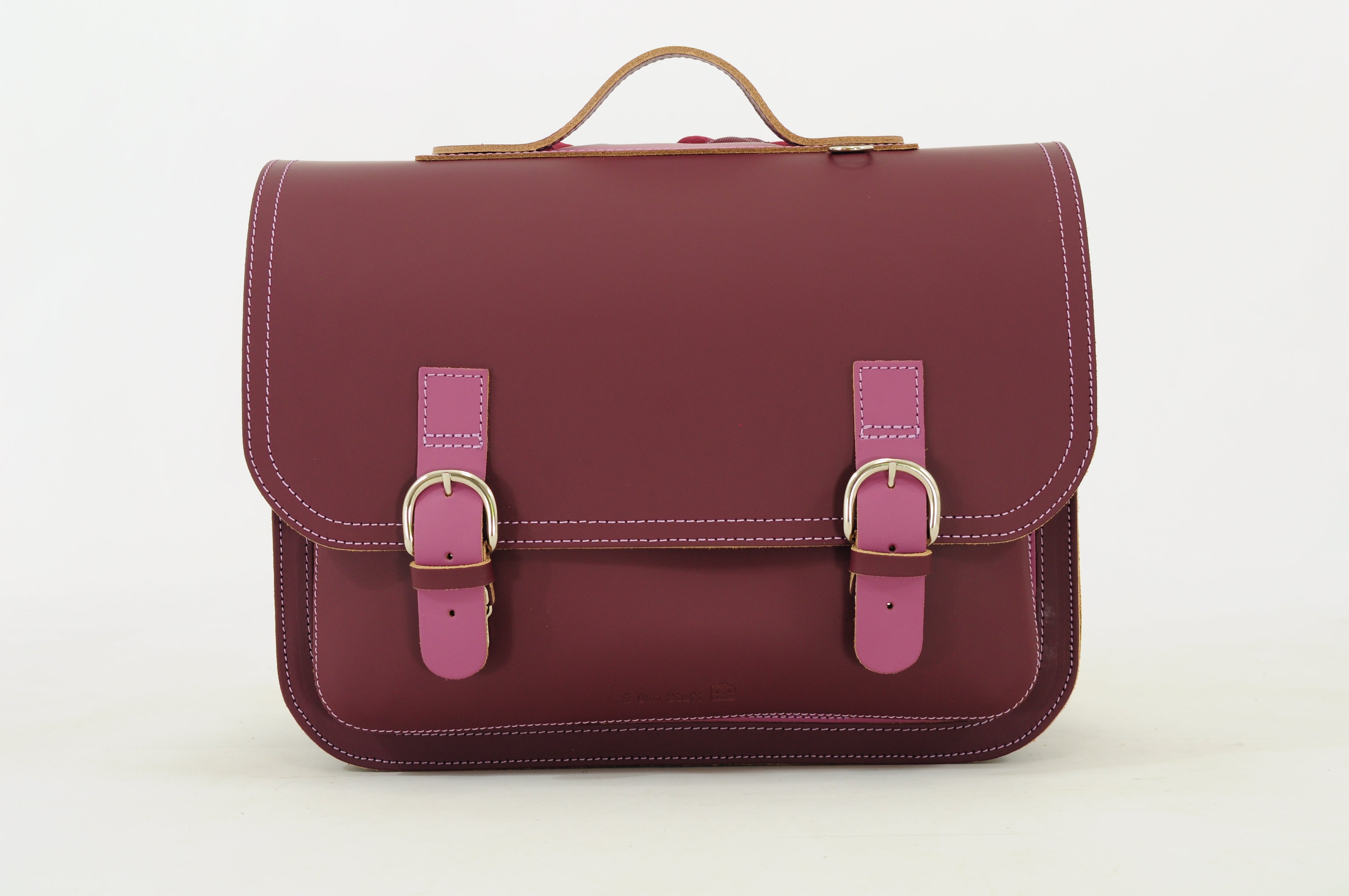 Own Stuff Lederen Boekentas Lagere school Bi-Color - 38x30x17cm - Aubergine/Plum