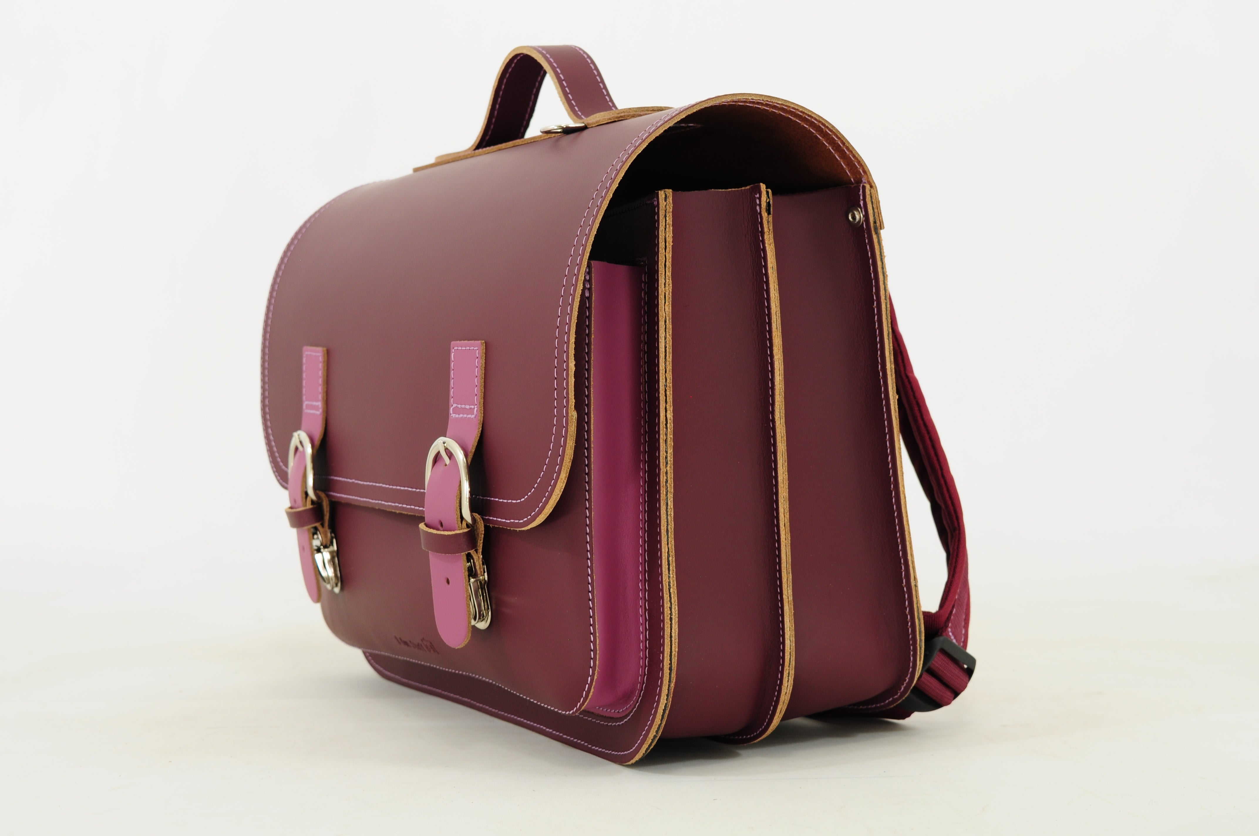 Own Stuff Lederen Boekentas Lagere school Bi-Color - 38x30x17cm - Aubergine/Plum
