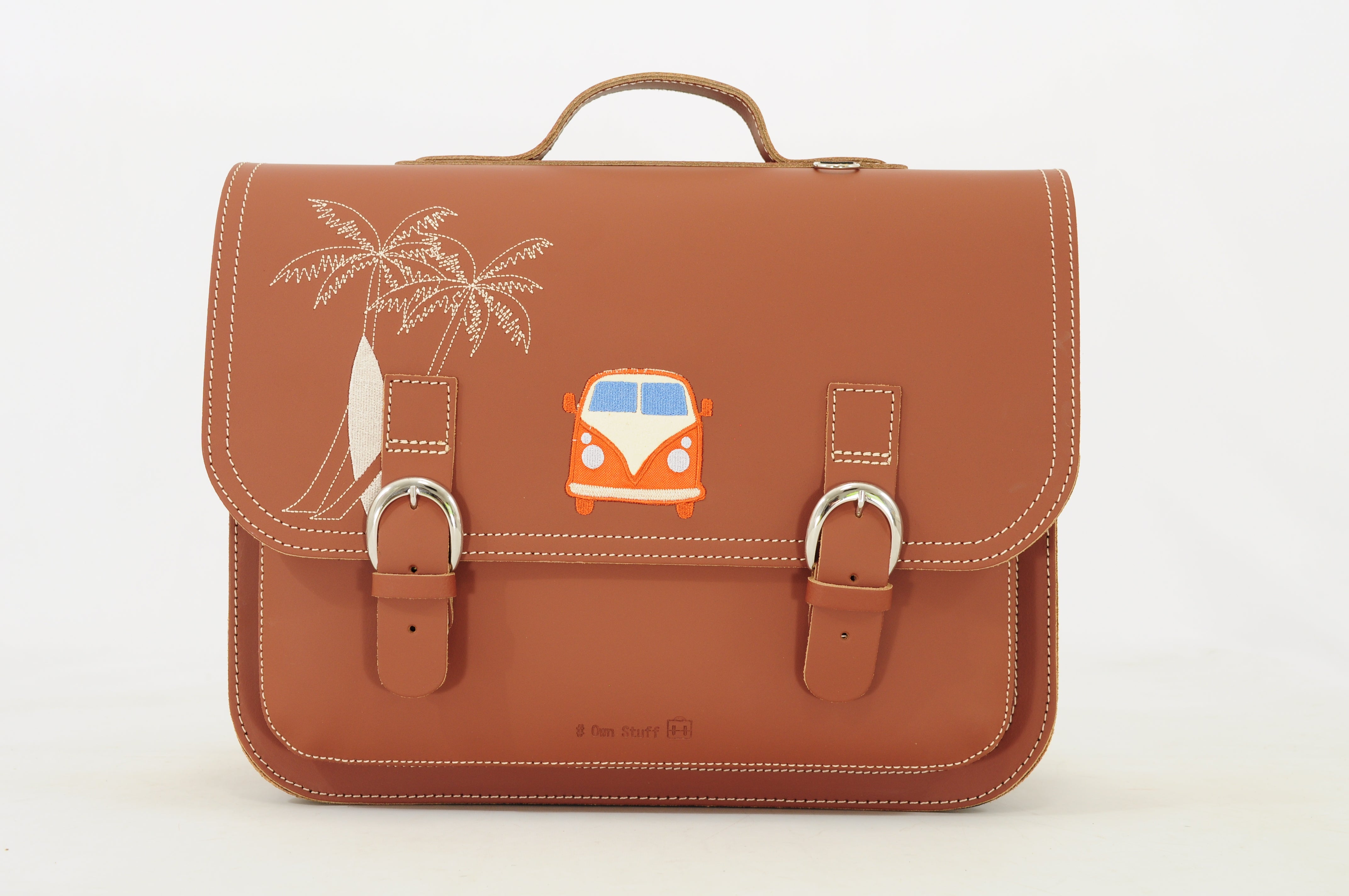 Own Stuff Lederen Boekentas Lagere school - 38x30x17cm - Surf Chestnut