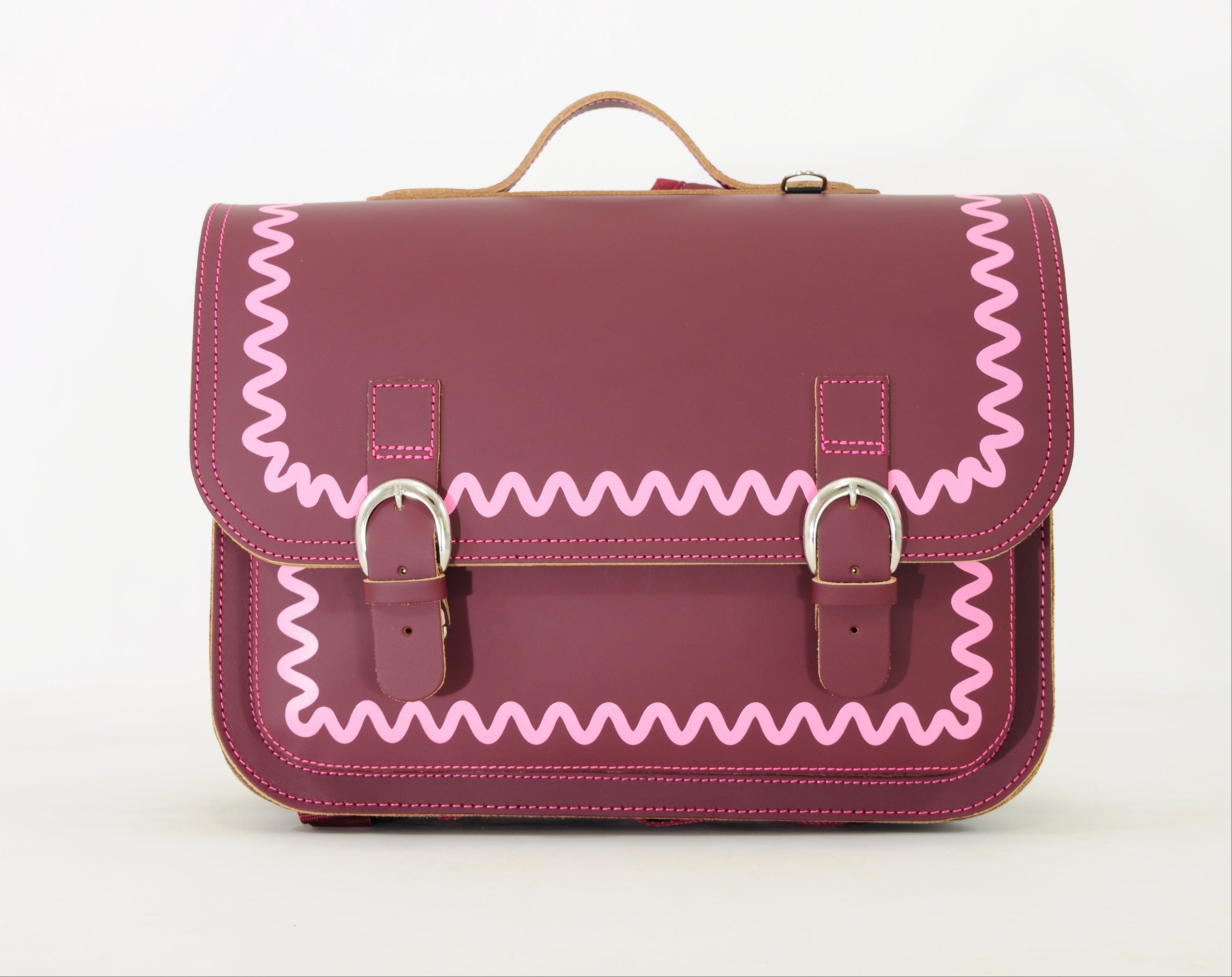 Own Stuff Lederen Boekentas Lagere school - 38x30x17cm - Wave Aubergine