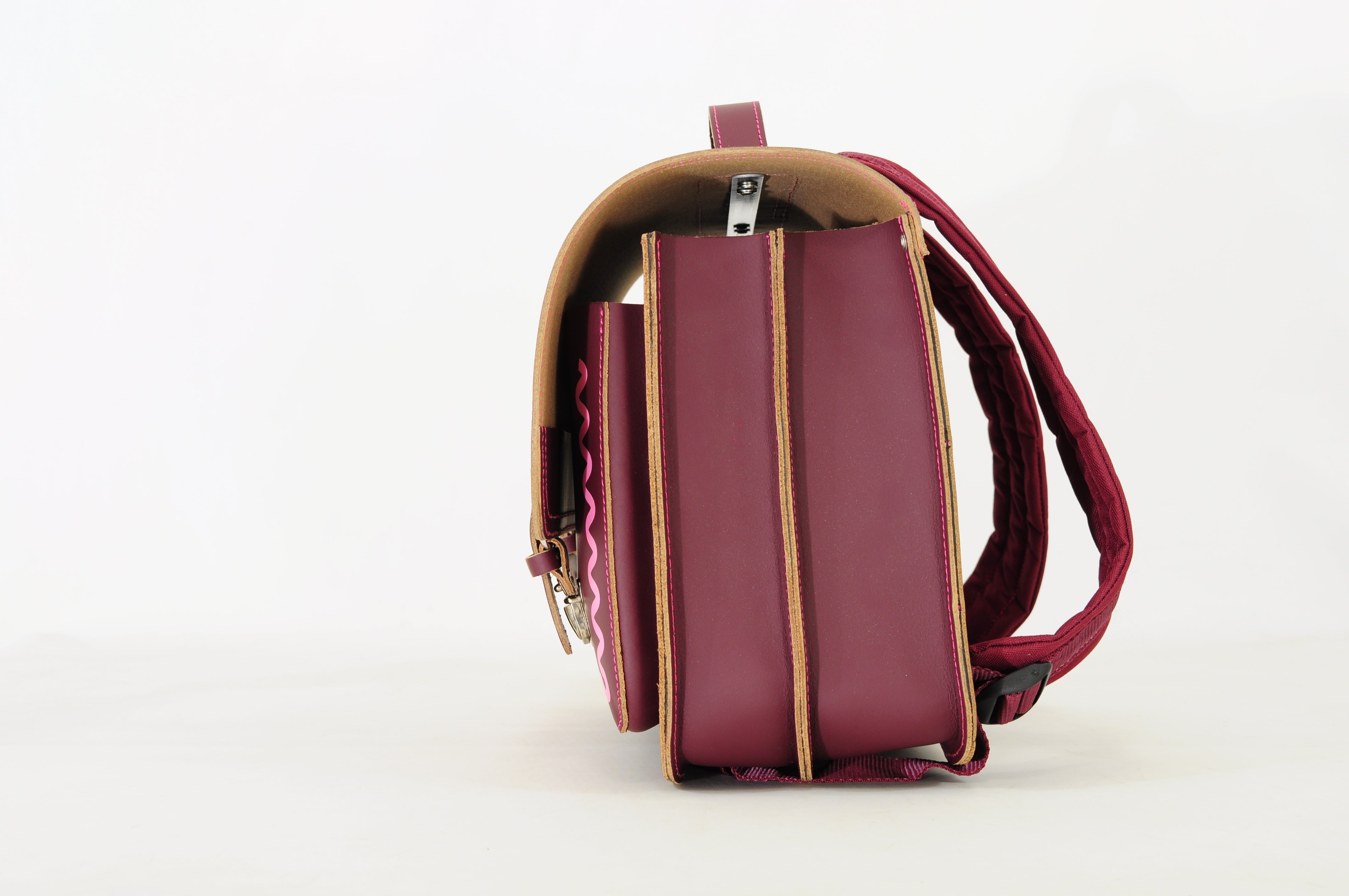 Own Stuff Lederen Boekentas Lagere school - 38x30x17cm - Wave Aubergine