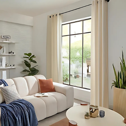 Rideau Atmosphera Lilou 140 x 260 cm - Prêt à poser avec anneaux - Habillage de fenêtre rideau - Terre cuite