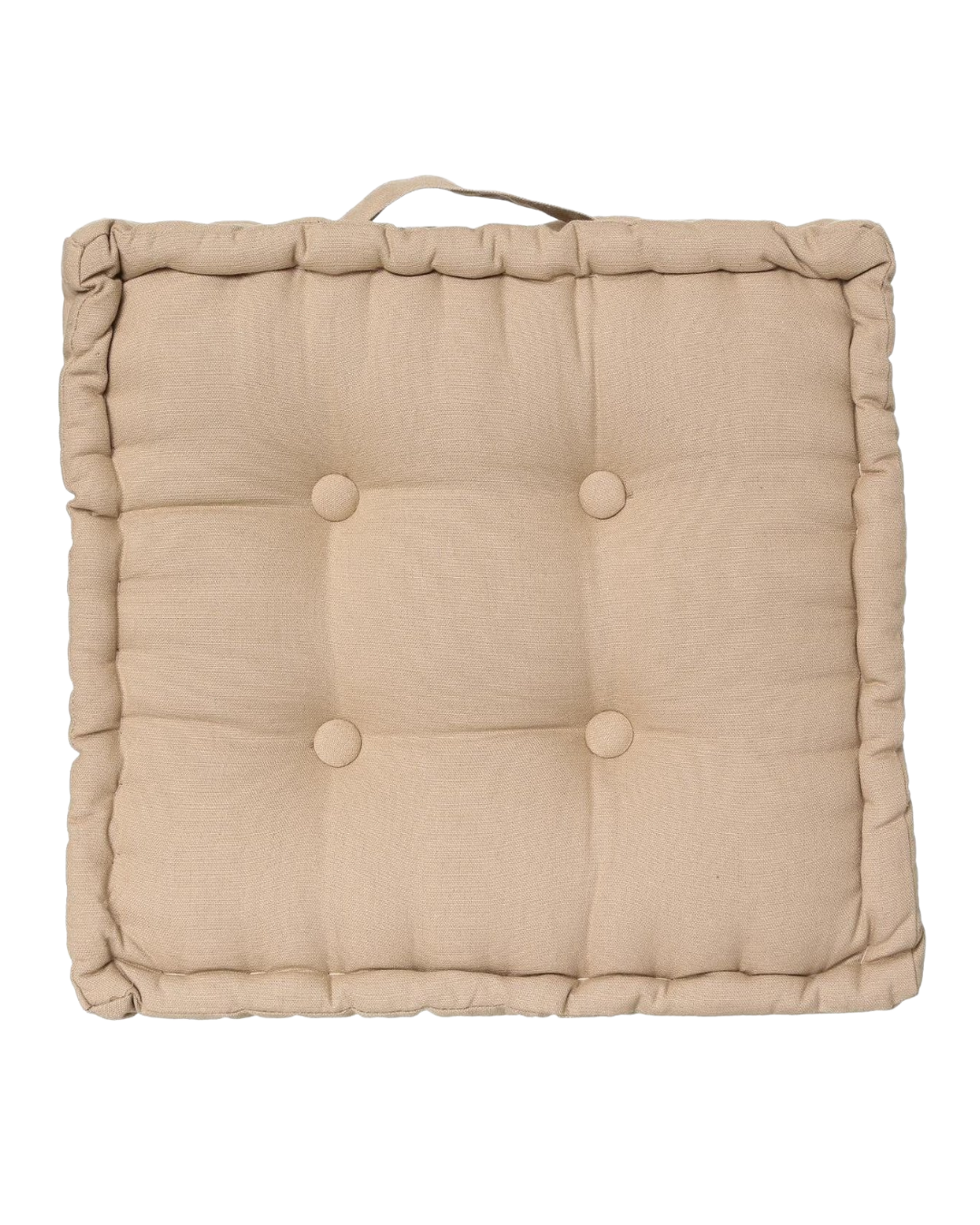 Atmosphera Deluxe Vloerkussen 40x40x8cm met handvat en 4 knopen - Linnenbeige