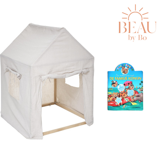 BEAU de Bo Playhouse et toile avec livre d'autocollants lapin