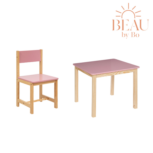 BEAU by Bo Table et chaise haute enfant classique Rose