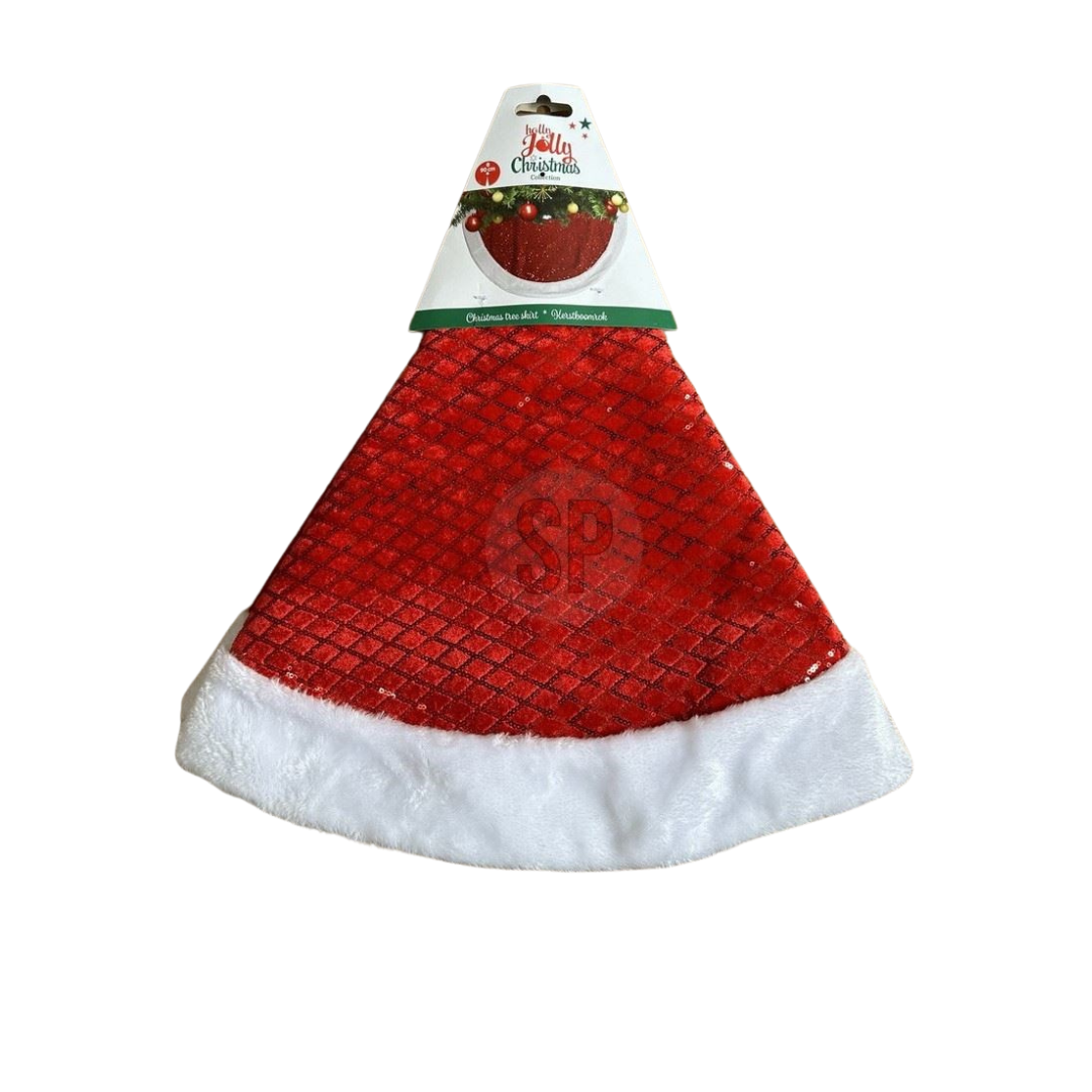 Home & Styling Kerstboomrok met pailletten - 46x44x5cm - Rood