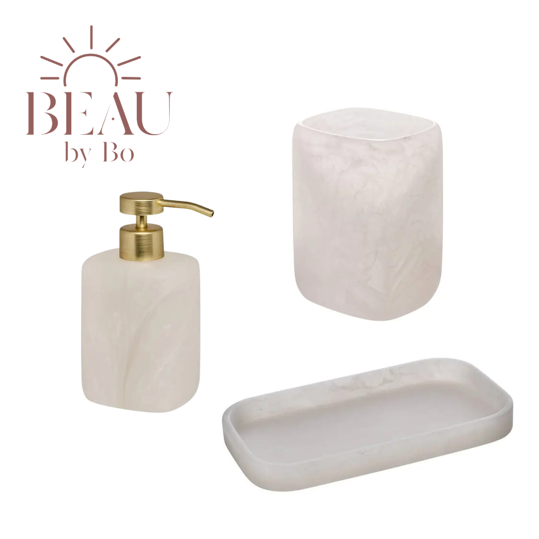 Bundel Badkamerset Cloudy Tandenborstelhouder, Zeepbakje en Zeepdispenser