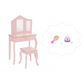 Sisi Dressing table with accessories - heart table with stool - pink with gold finish - brush and jewelry box