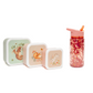 Petit Monkey Snackdozen + Drinkfles Bear and Friends/Glitter Back to School set - Peach Blossom