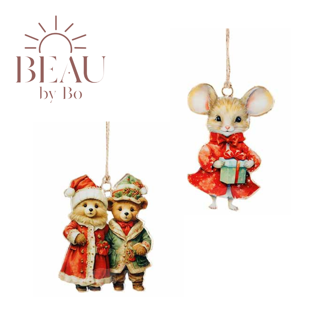 Bundle Cosy & Trendy Christmas Cintre de Noël - Souris Vintage + Ours Vintage - Fer - Lot de 4 pièces