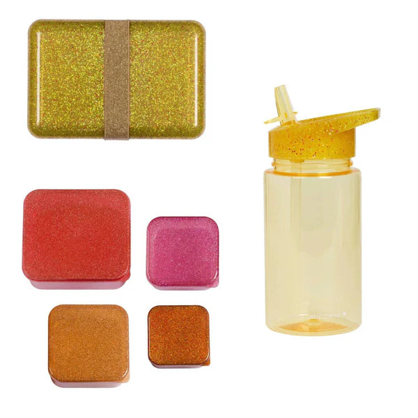 BEAU by Bo Sticky lemon boekentas + A little lovely company back to school set Glitter goud