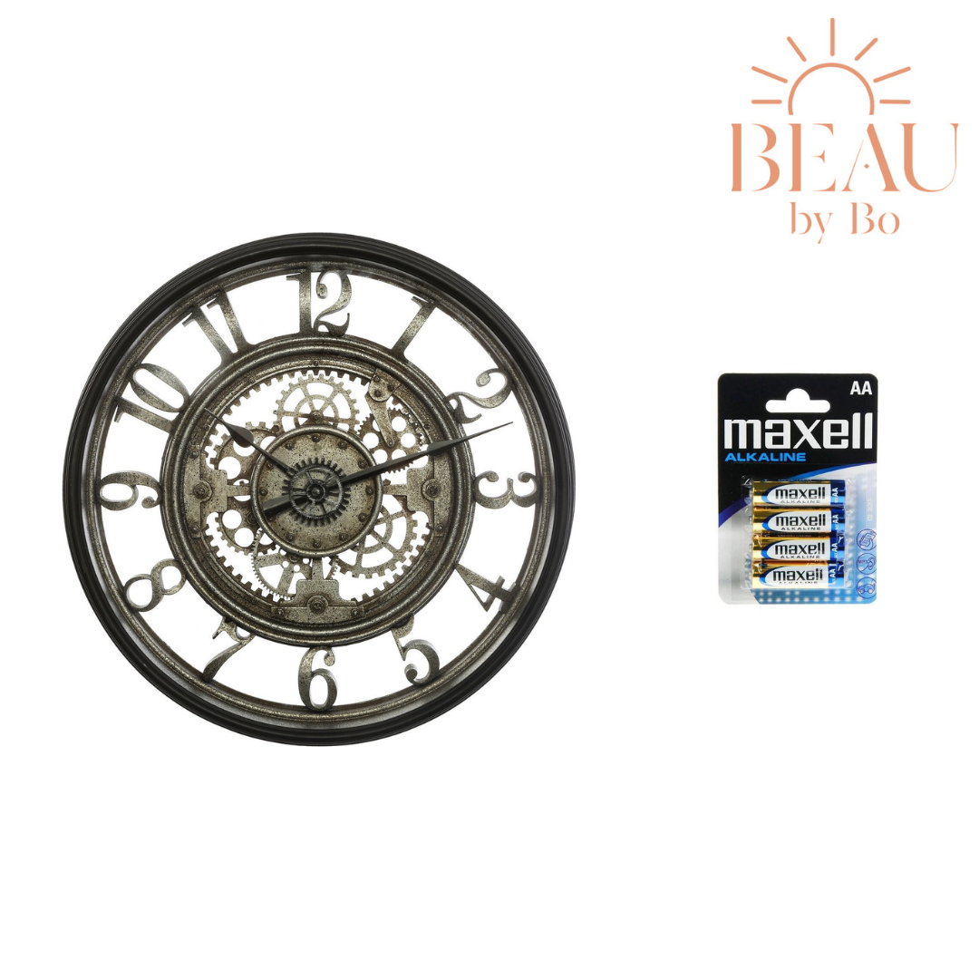 BEAU by Bo Horloge murale Industrielle diamètre 50 cm + 4 piles alcalines AA