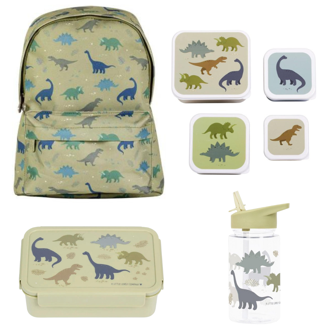 BEAU by Bo A Little Lovely Company Back to school set - Rugzak/Drinkfles/4 Snackdozen/Bentobox - Dinosaurussen