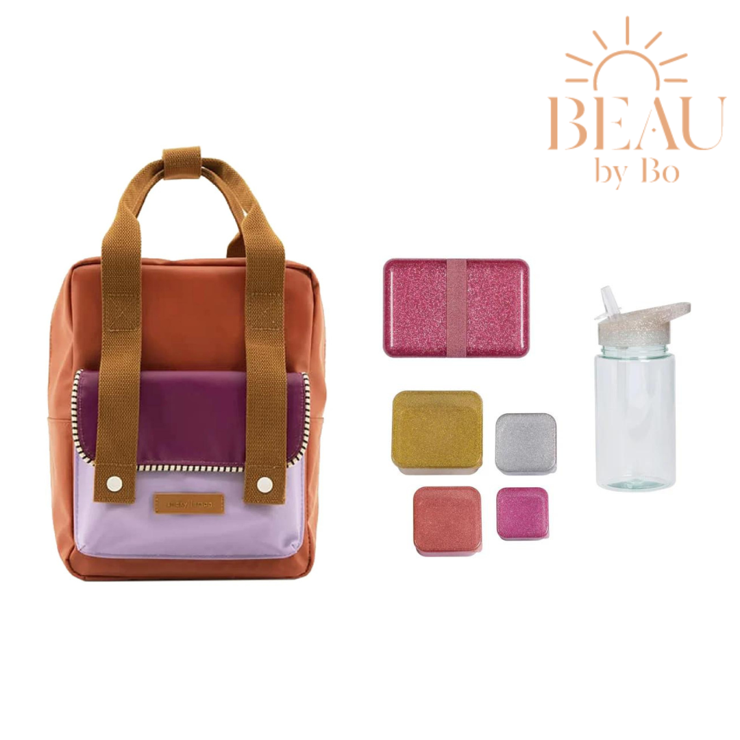 BEAU by Bo Sticky lemon rugzak small + A little lovely company back to school set Glitter roze