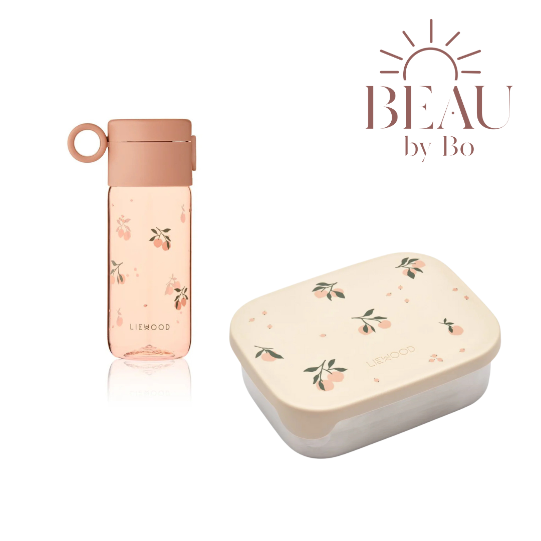 Bundel Liewood Back to School set - Lunchbox + Drinkfles - Peach/Sea Shell