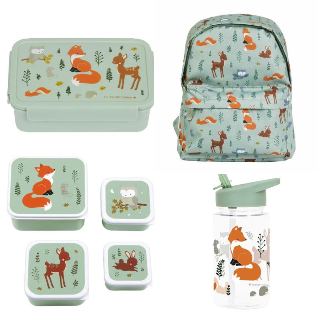 BEAU by Bo A Little Lovely Company Back to school set - Rugzak/Drinkfles/4 Snackdozen/Bentobox - Bosvriendjes