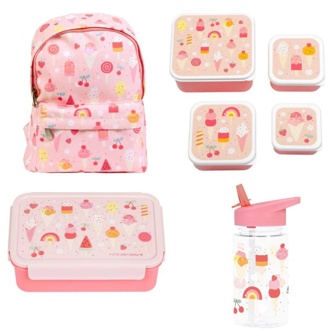 A Little Lovely Company Back to school set - Rugzak/Drinkfles/4 Snackdozen/Bentobox - IJsjes