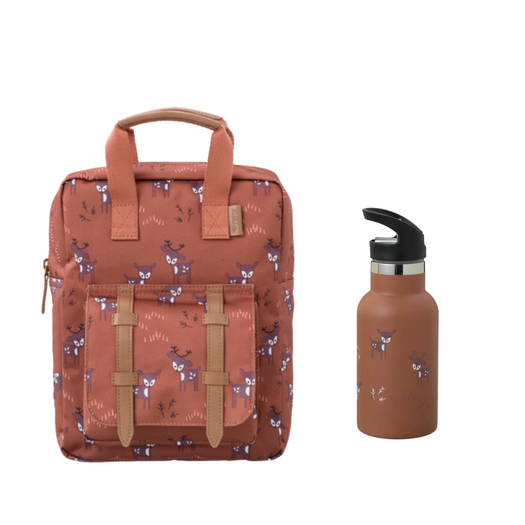 Fresk rugzak + drinkfles thermos Deer amber brown