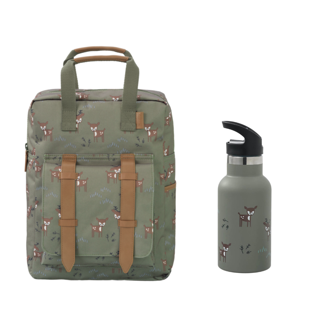 Sac à dos Fresk + gourde thermos Cerf olive