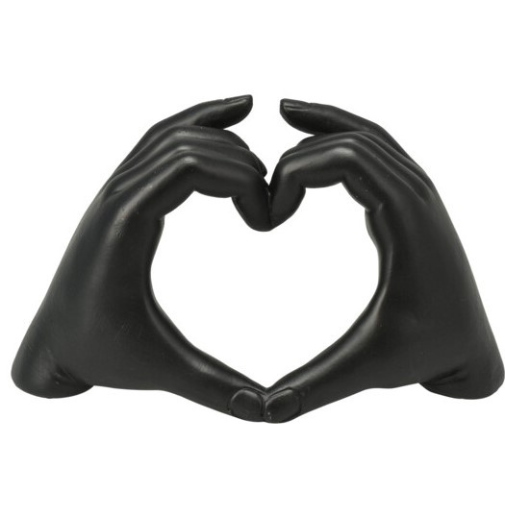 Home & Styling Beeldje Heartful Hands - H14cm - Zwart